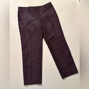 J Crew Black Pink Blue Print Ankle Pants Size 6
